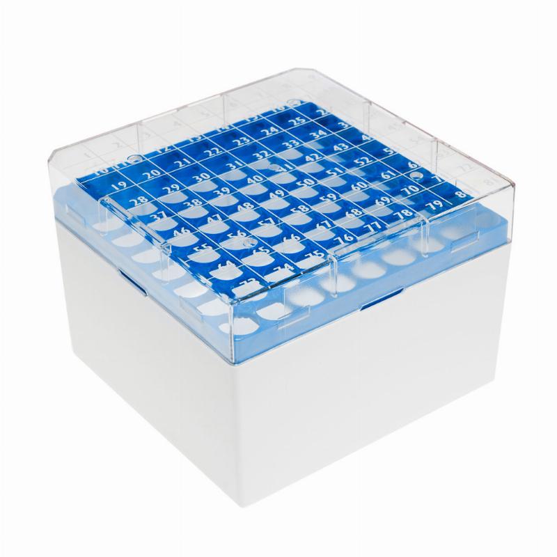 Штатив BIOSIGMA CRYOGEN® BOX на 81 місце для 3-5 мл. пробірок, сітка блакитного кольору, BSM58071B/AZ